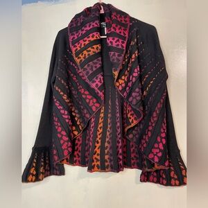 Angel by sebri ozel cardigan sz S artsy wool animal print art to wear abstract